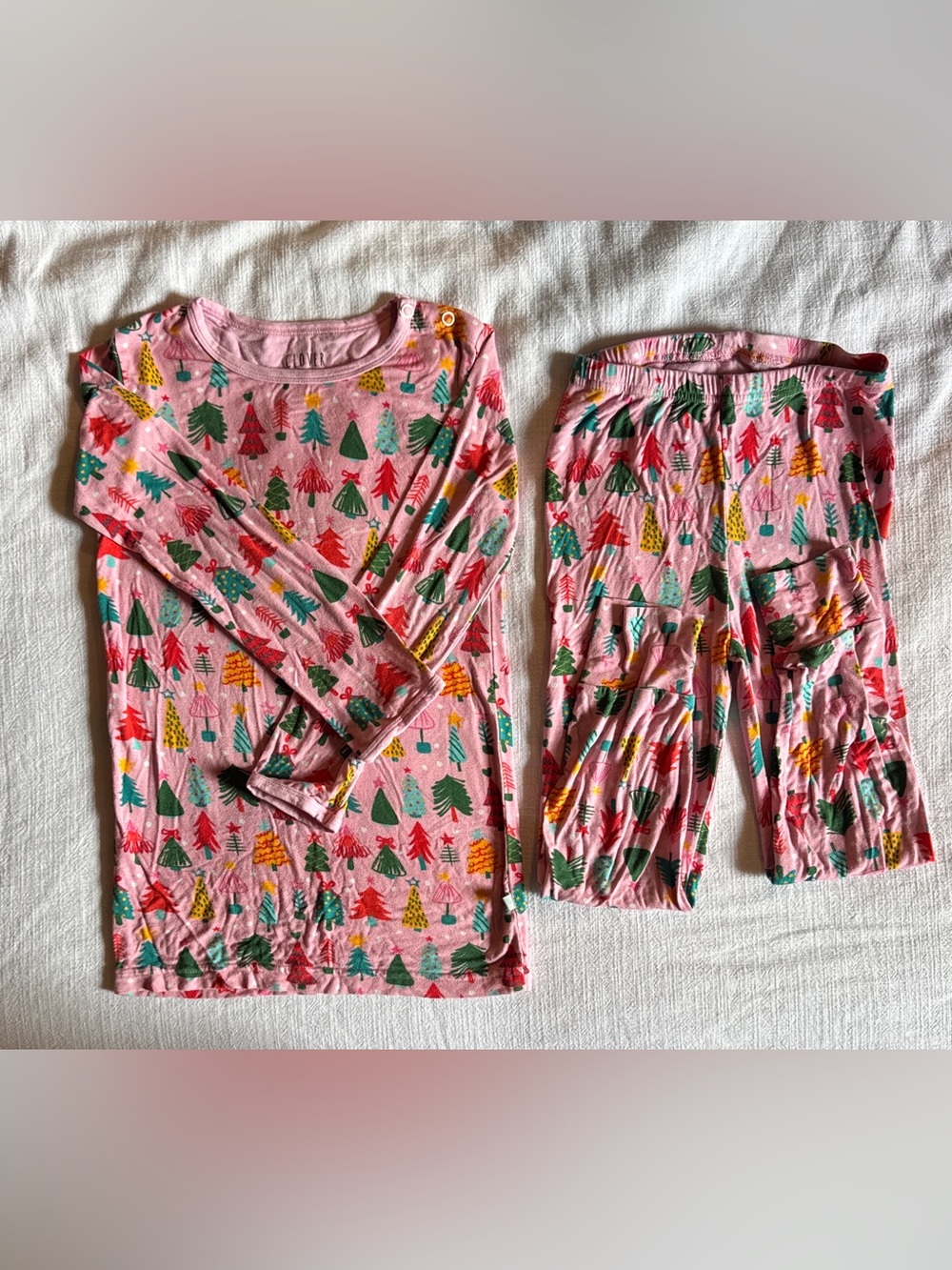 Clover Pink Christmas Tree Pajama Set